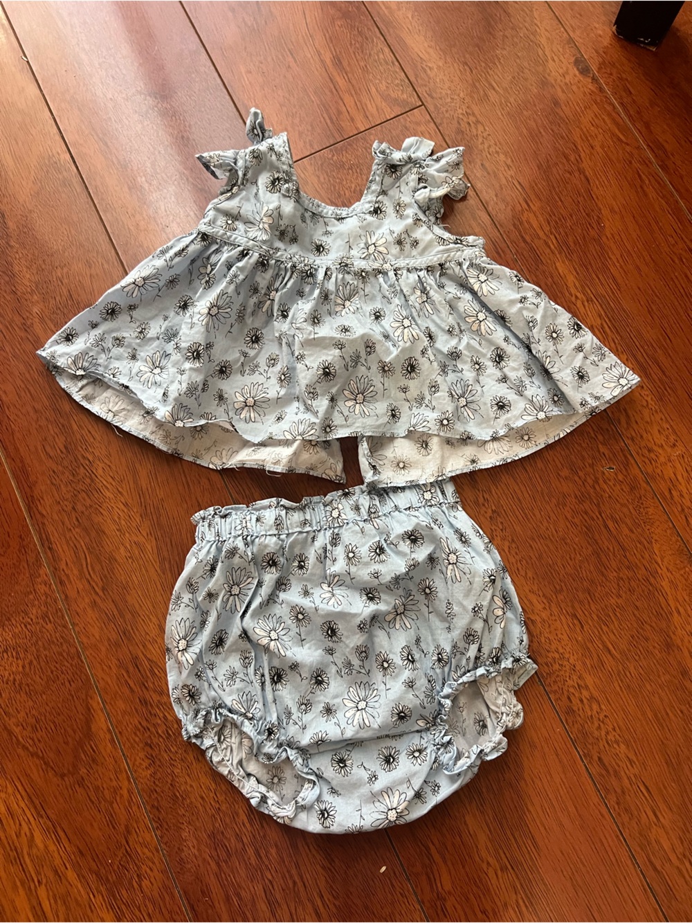 For Love And Lemons Light Blue Floral Baby Two-Piece Set